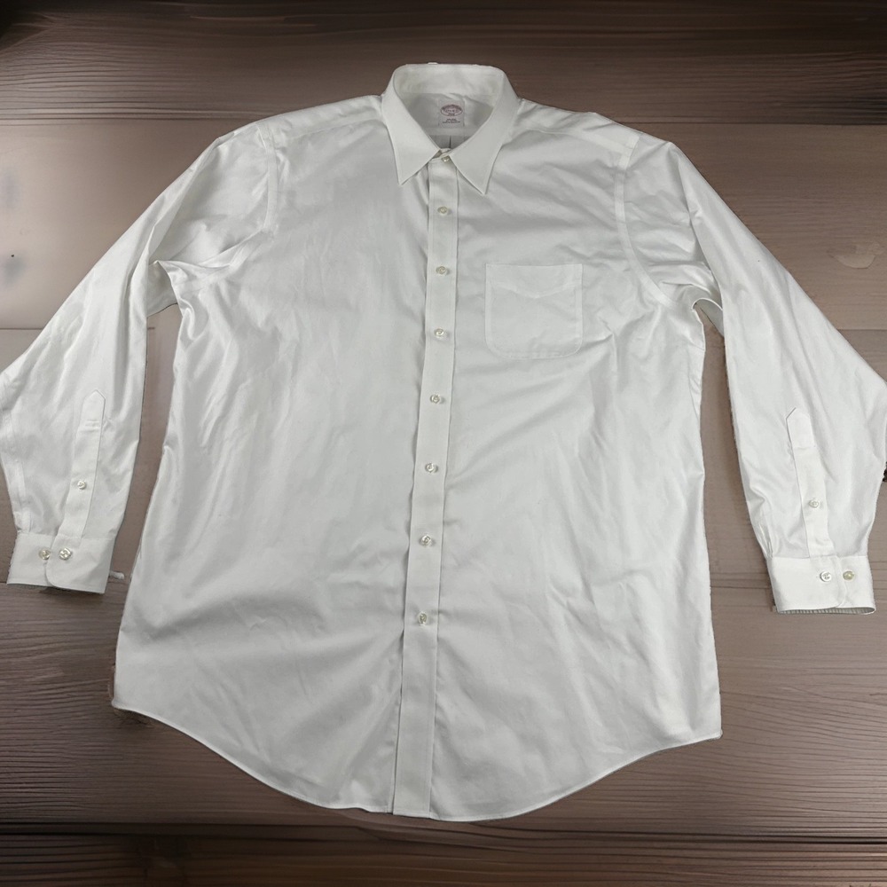 Brooks Brothers Mens White Pinpoint Oxford Dress Shirt 17.5-6/7 2XL Office